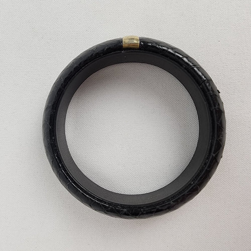 Vintage Black Snake Skin Bangle Bracelet