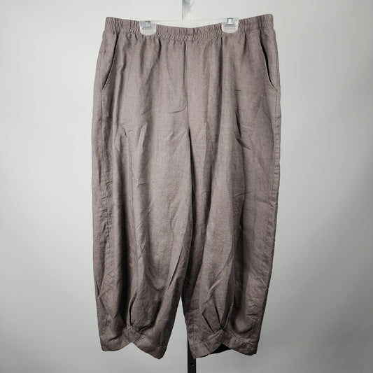 Stella Carakasi Brown Linen Cropped Pants Size XL