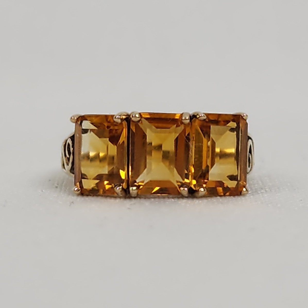 10k Gold Emerald Cut Citrine Ring Size 7