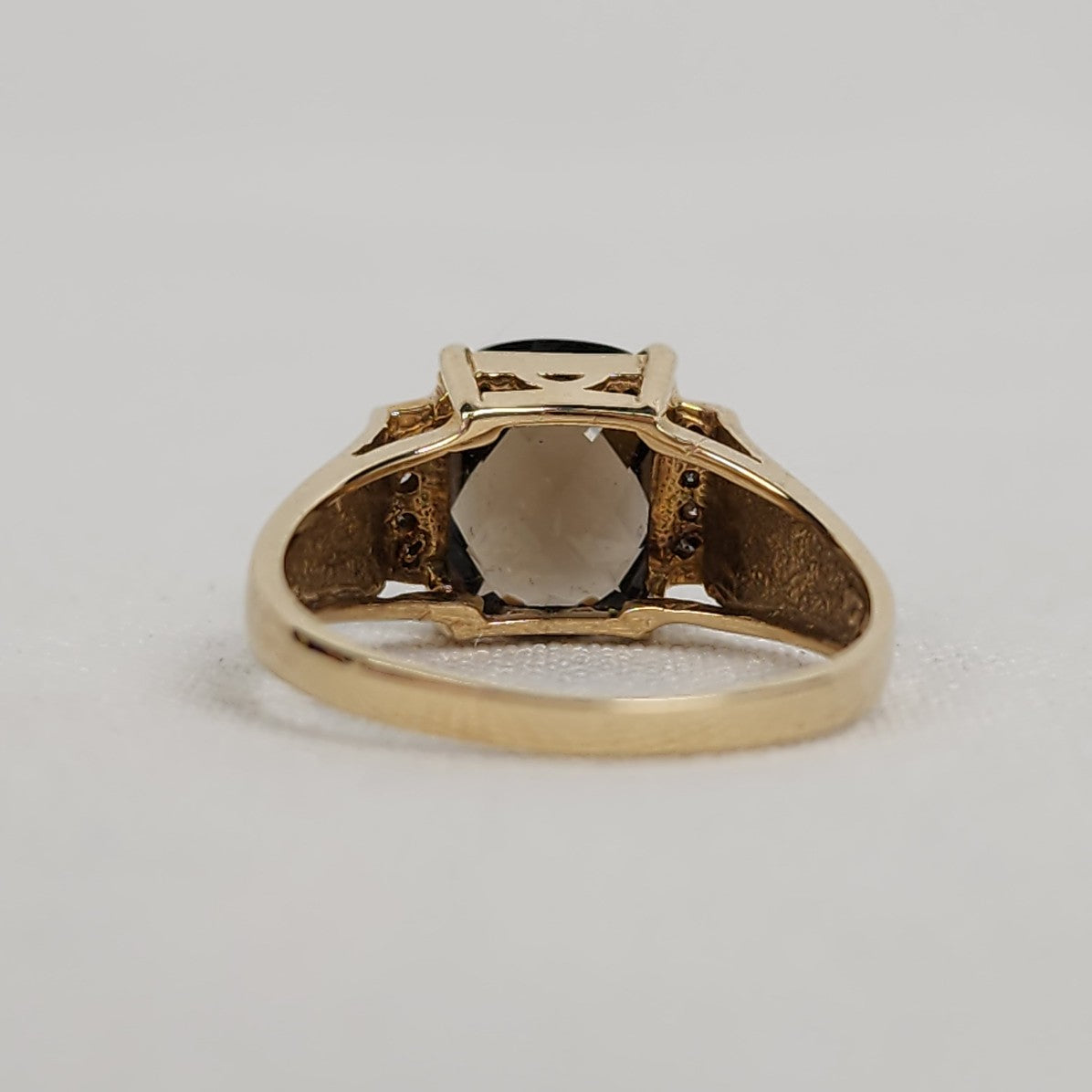 10K Gold Smoky Quartz Diamond Ring Size 7.5