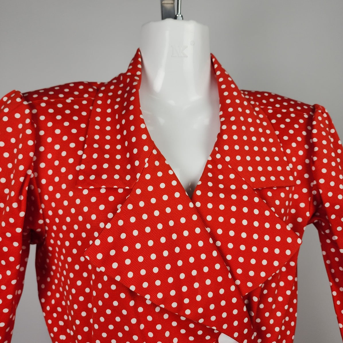 Vintage Yves Saint Laurent Red Polka Dot Jacket Dress Size S