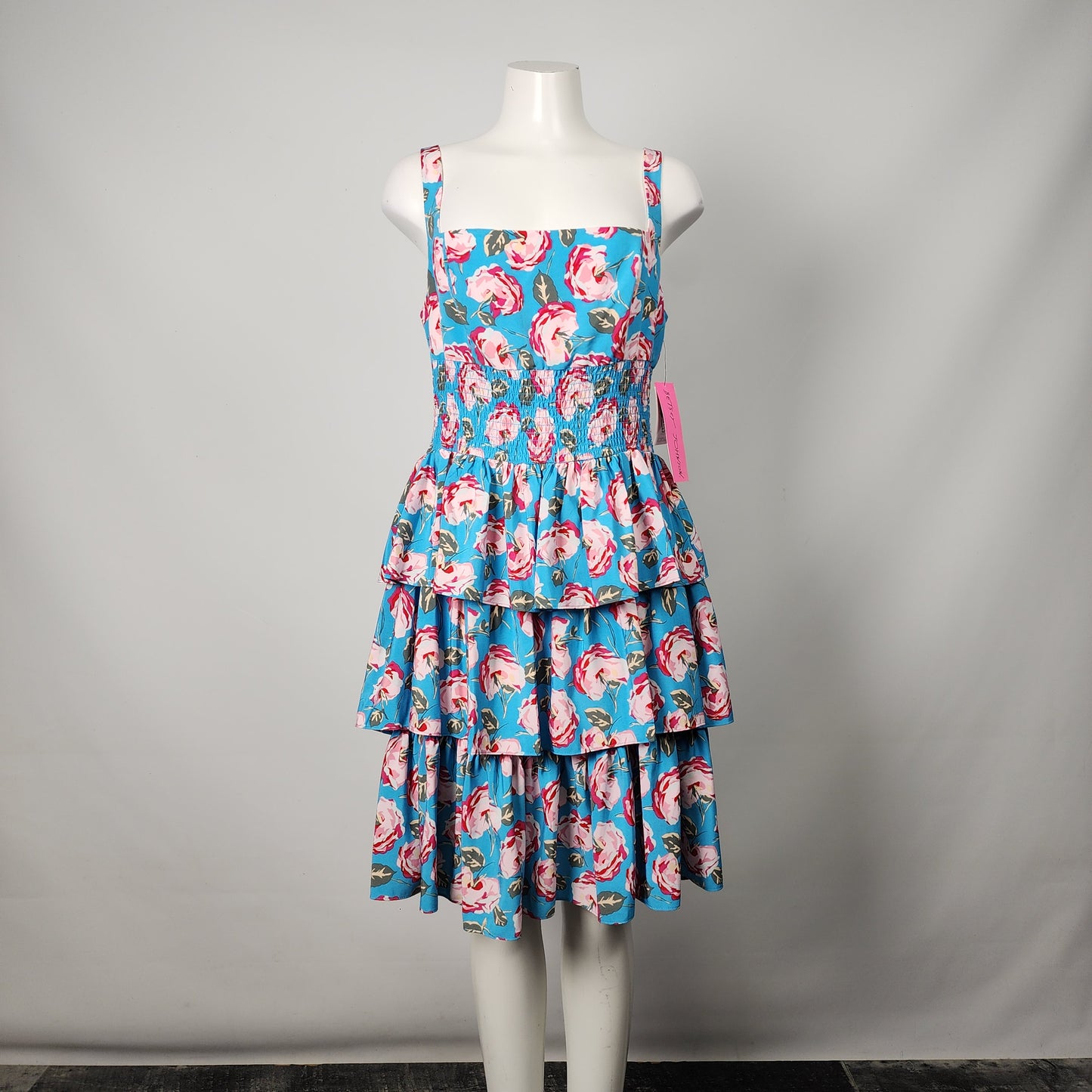 Betsey Johnson Blue Floral Ruffle Dress Size 14