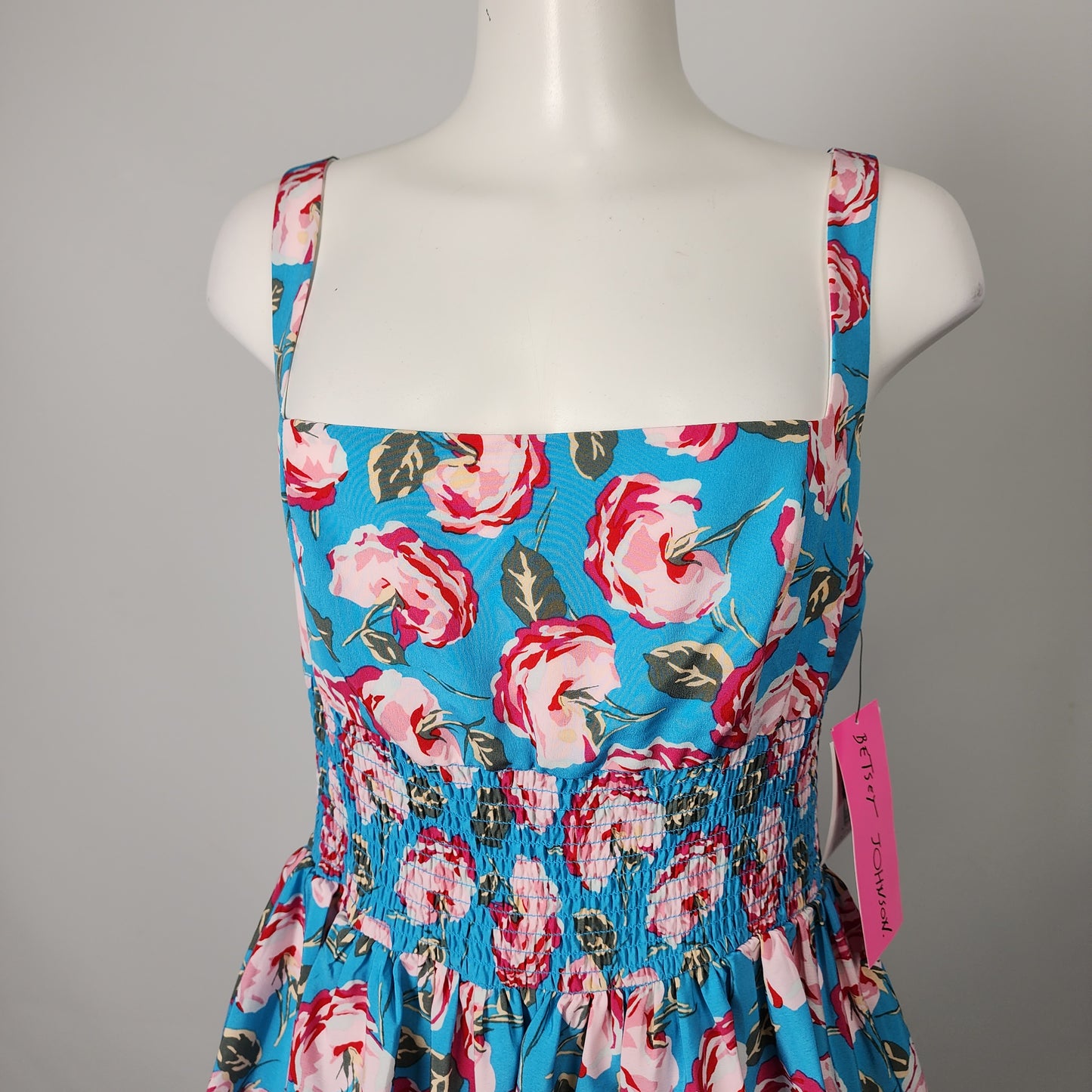 Betsey Johnson Blue Floral Ruffle Dress Size 14