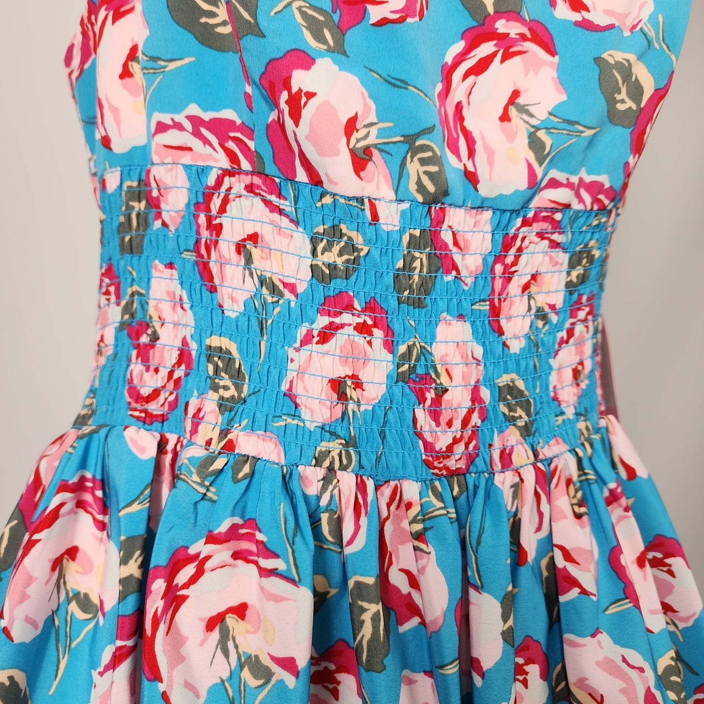 Betsey Johnson Blue Floral Ruffle Dress Size 14