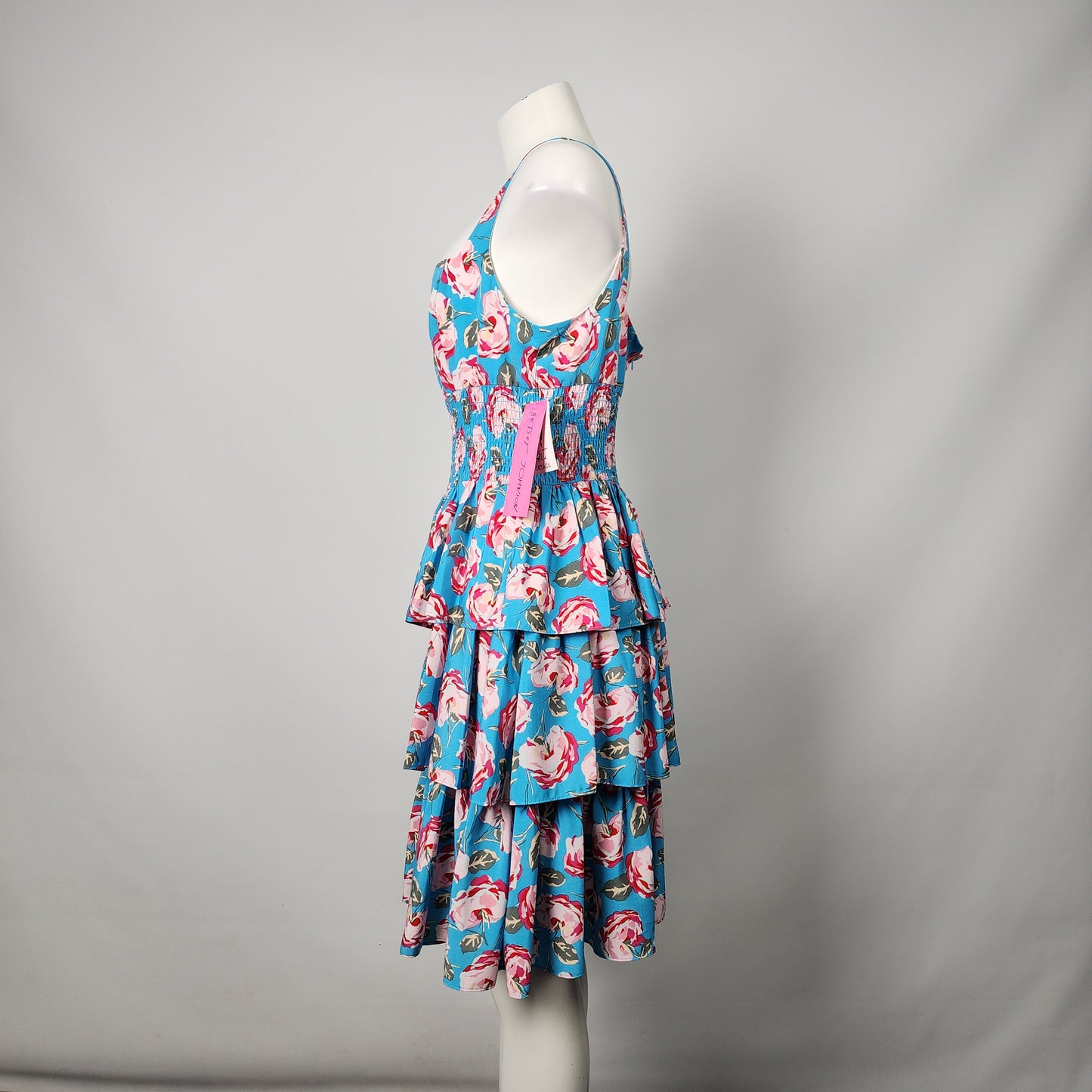 Betsey Johnson Blue Floral Ruffle Dress Size 14