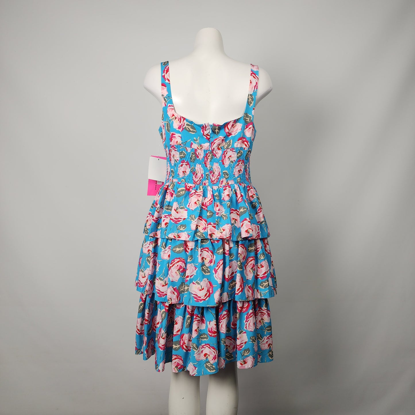 Betsey Johnson Blue Floral Ruffle Dress Size 14