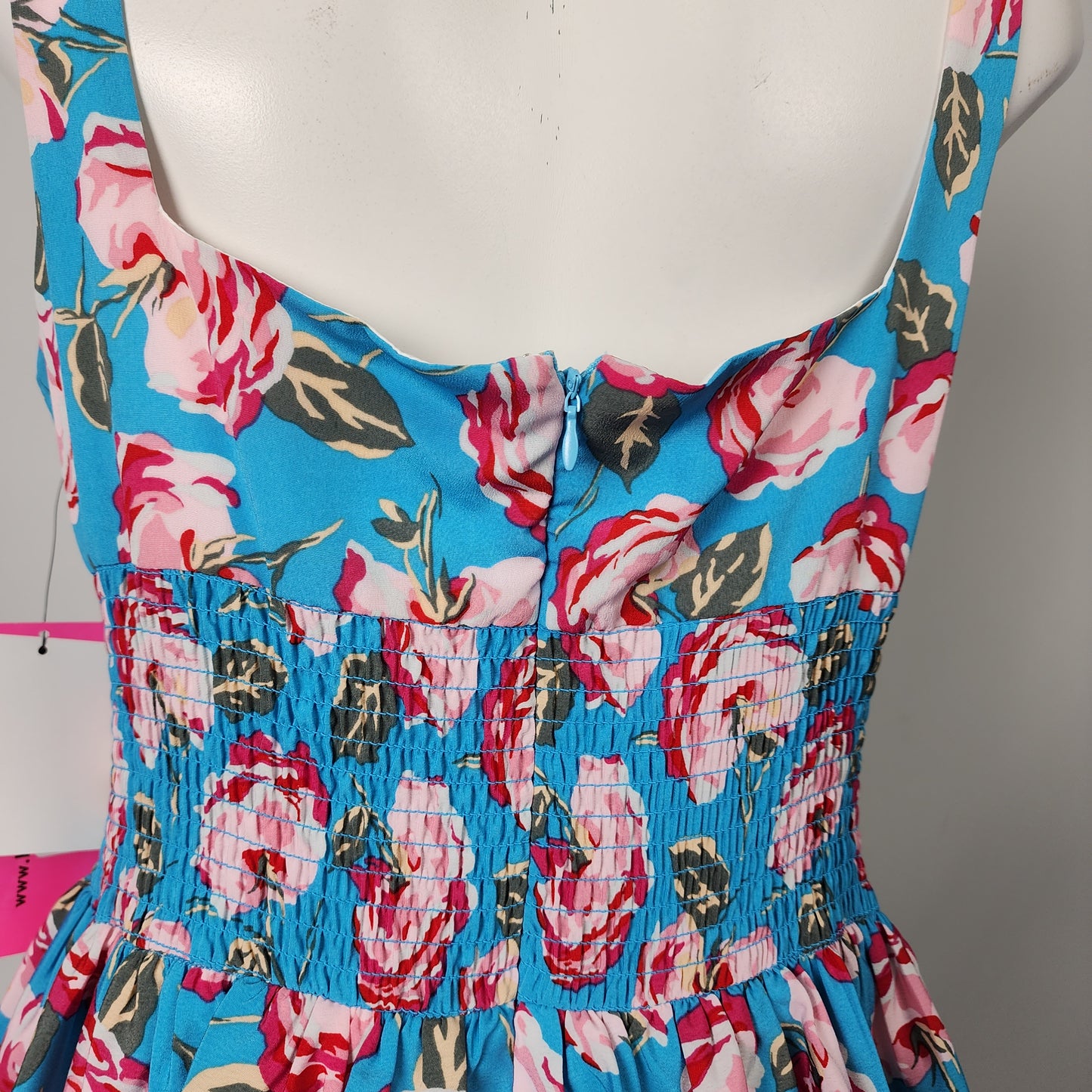 Betsey Johnson Blue Floral Ruffle Dress Size 14