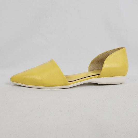 Fanco Sarto Yellow Leather Flat Shoes Size 8.5