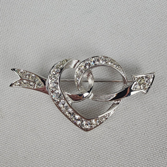 Swarovski Silver Crystal Heart Brooch