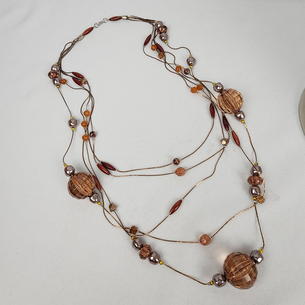 Brown Oversize Beaded Layered Long Necklace