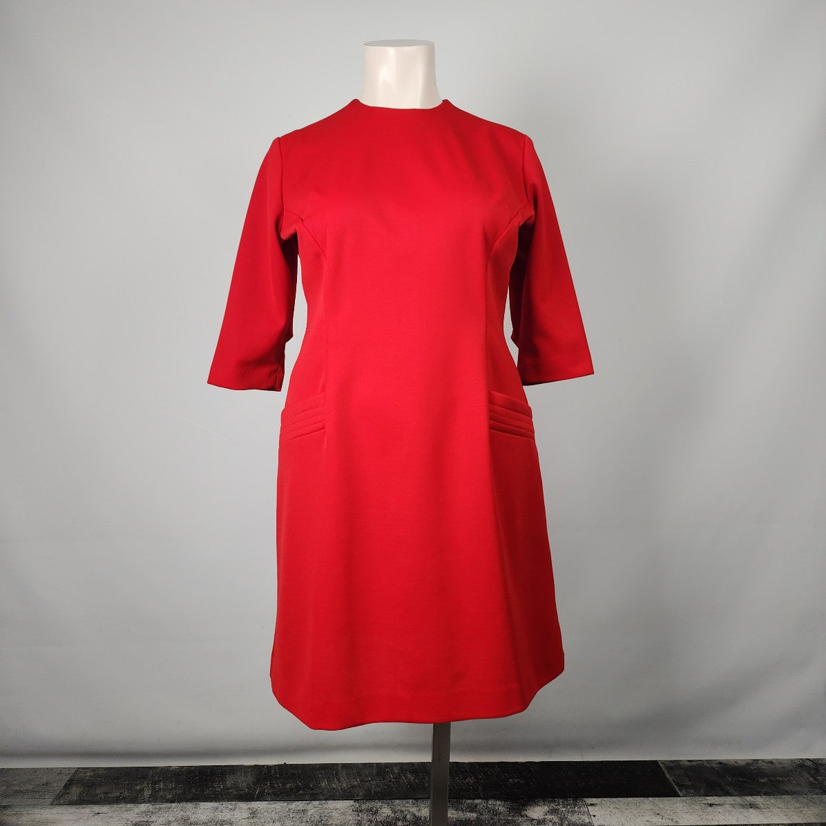 Vintage Handmade Red Long Sleeve Sheath Dress Size XL