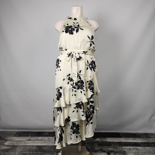 Ricki's Cream Flower Ruffle Maxi Dress Size 18