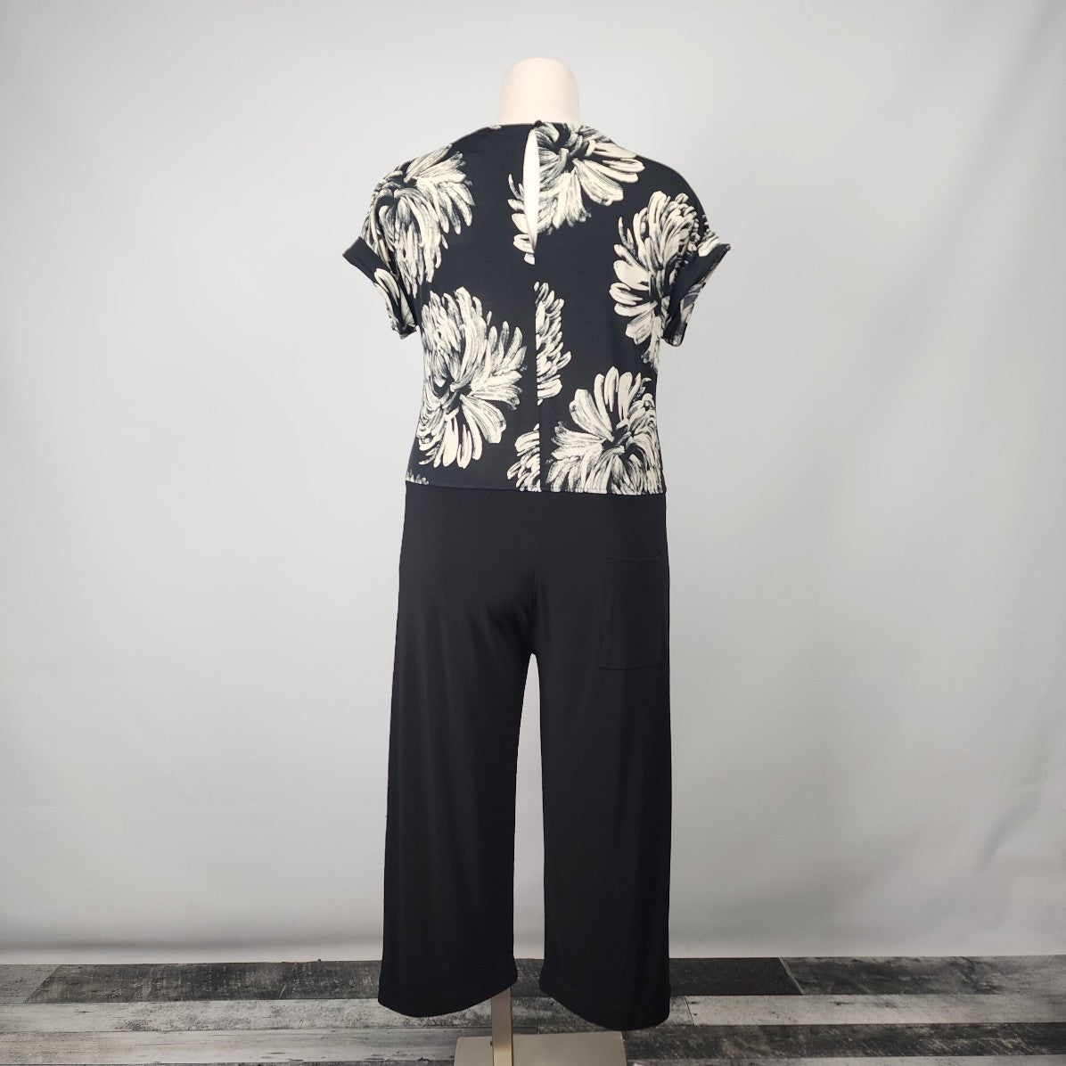 Alembika Black Floral Jumpsuit Size XL