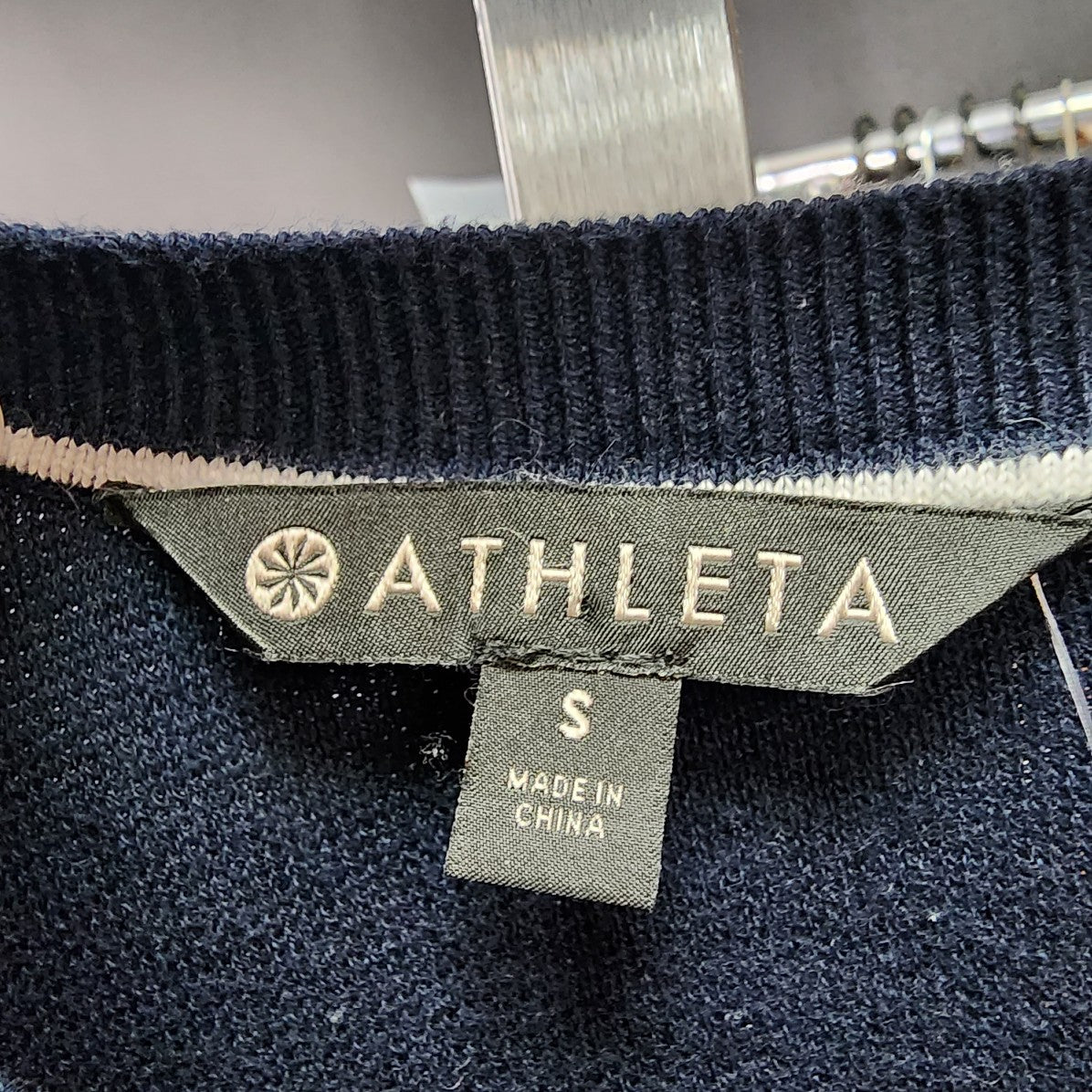 Athleta Navy Blue Cotton Knit Sweater Size S/M