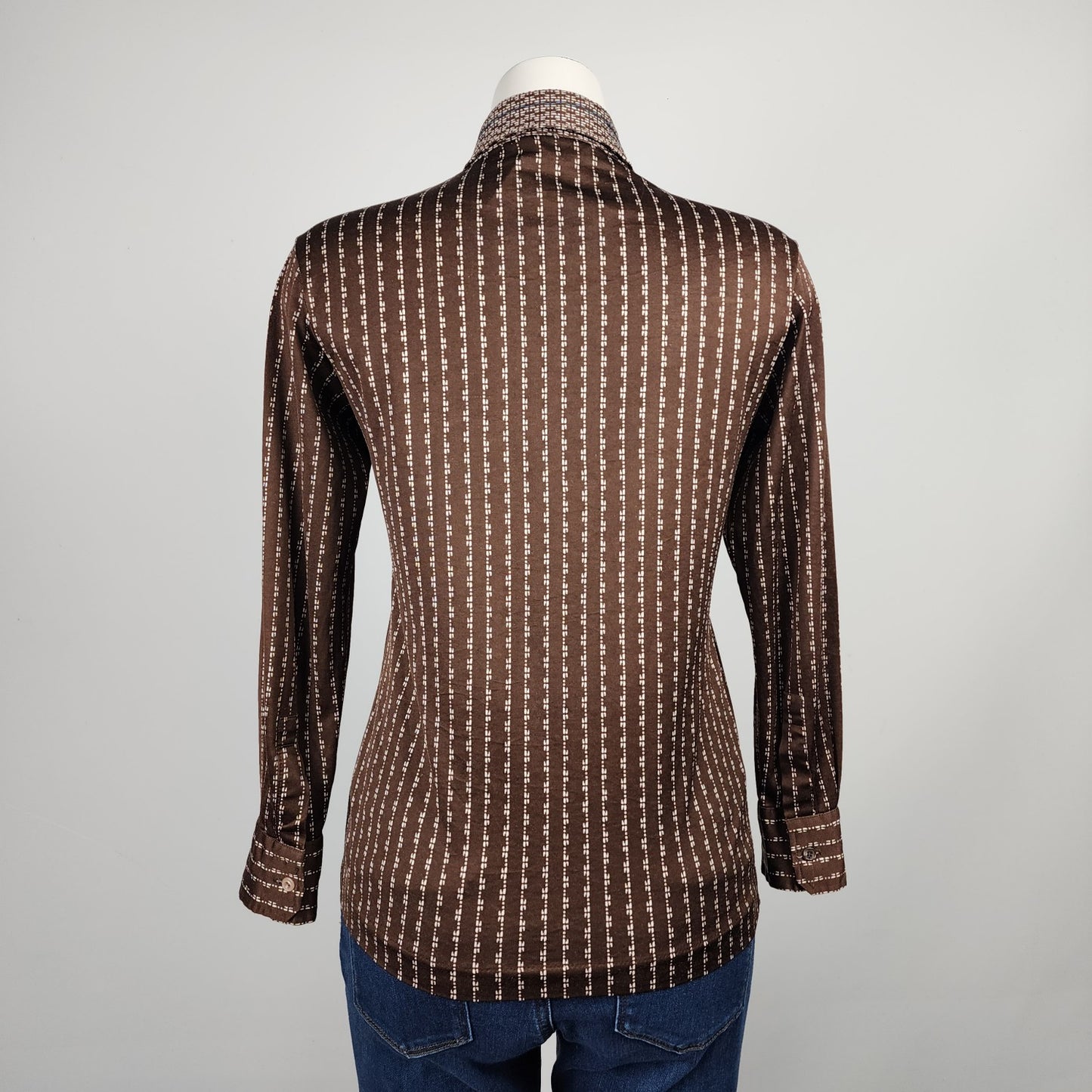 Vintage Taverne Brown Button Down Collared Top Size S