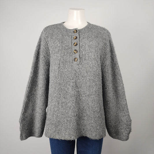 Zara Grey Knit Button Down Oversize Sweater Size S