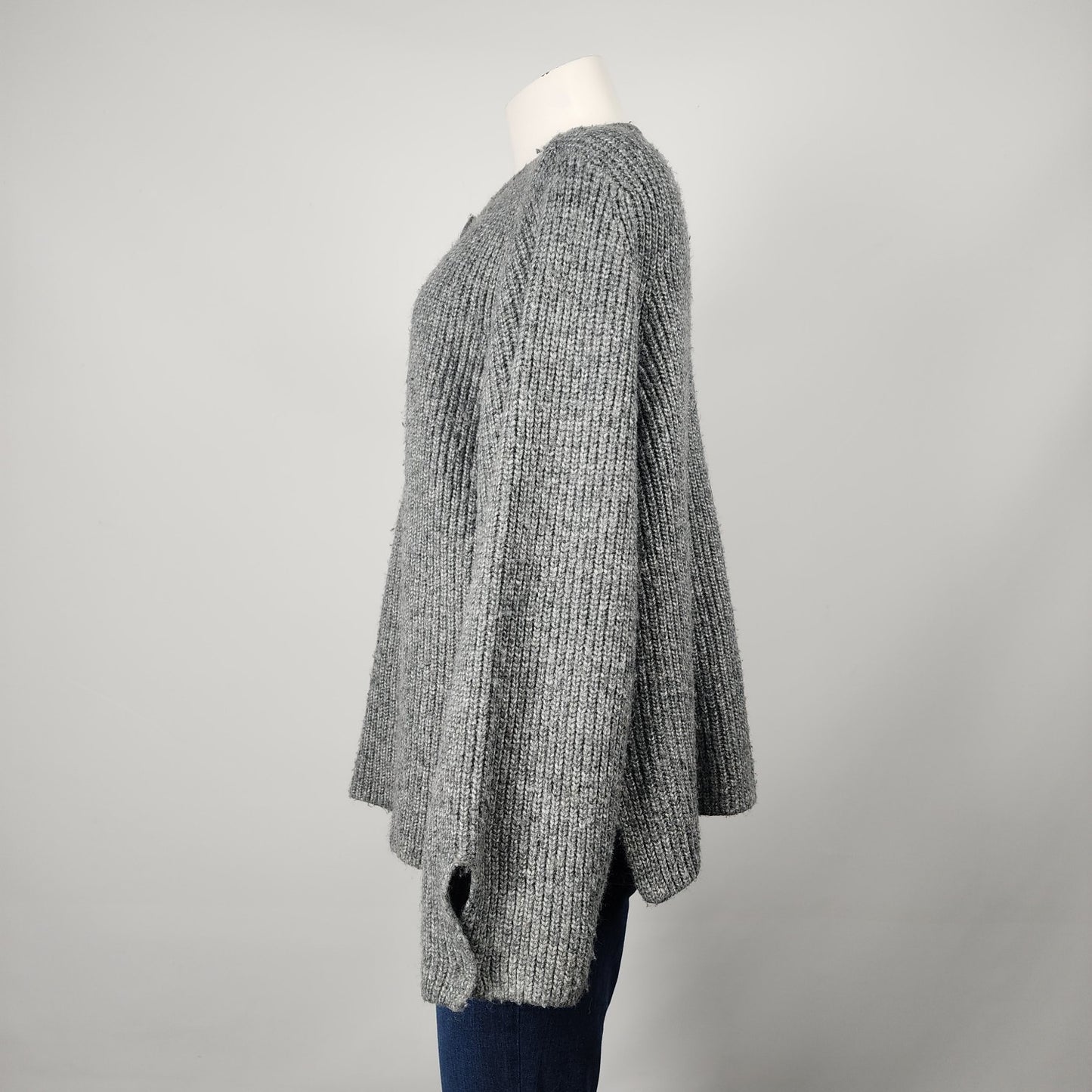 Zara Grey Knit Button Down Oversize Sweater Size S