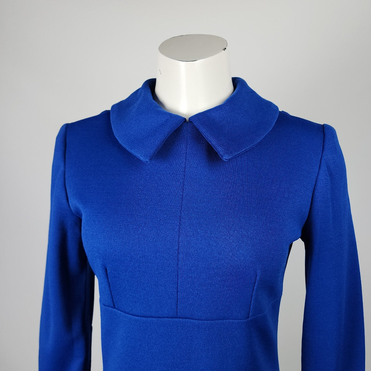 Vintage Blue Long Sleeve Collared Sheath Dress Size S