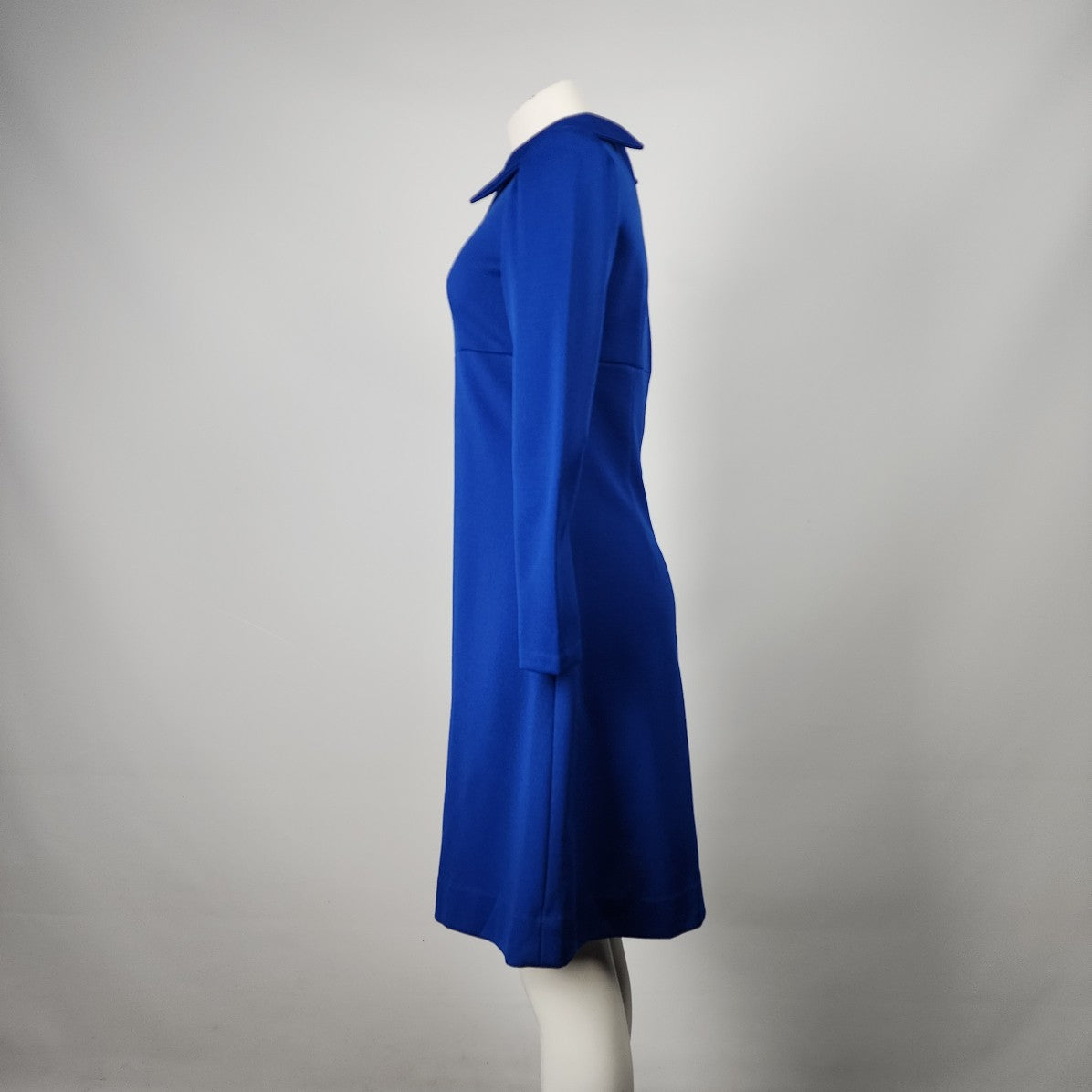 Vintage Blue Long Sleeve Collared Sheath Dress Size S