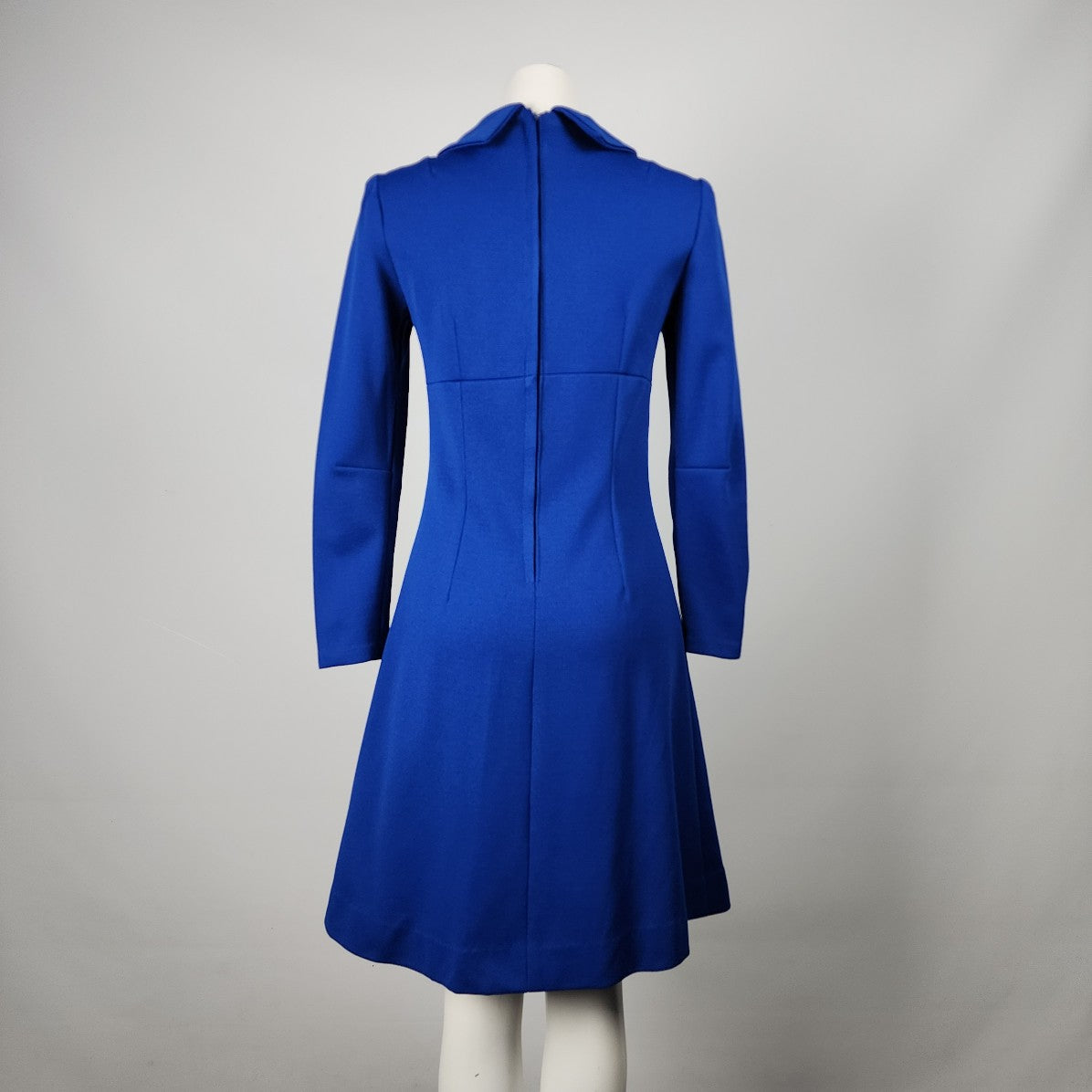 Vintage Blue Long Sleeve Collared Sheath Dress Size S