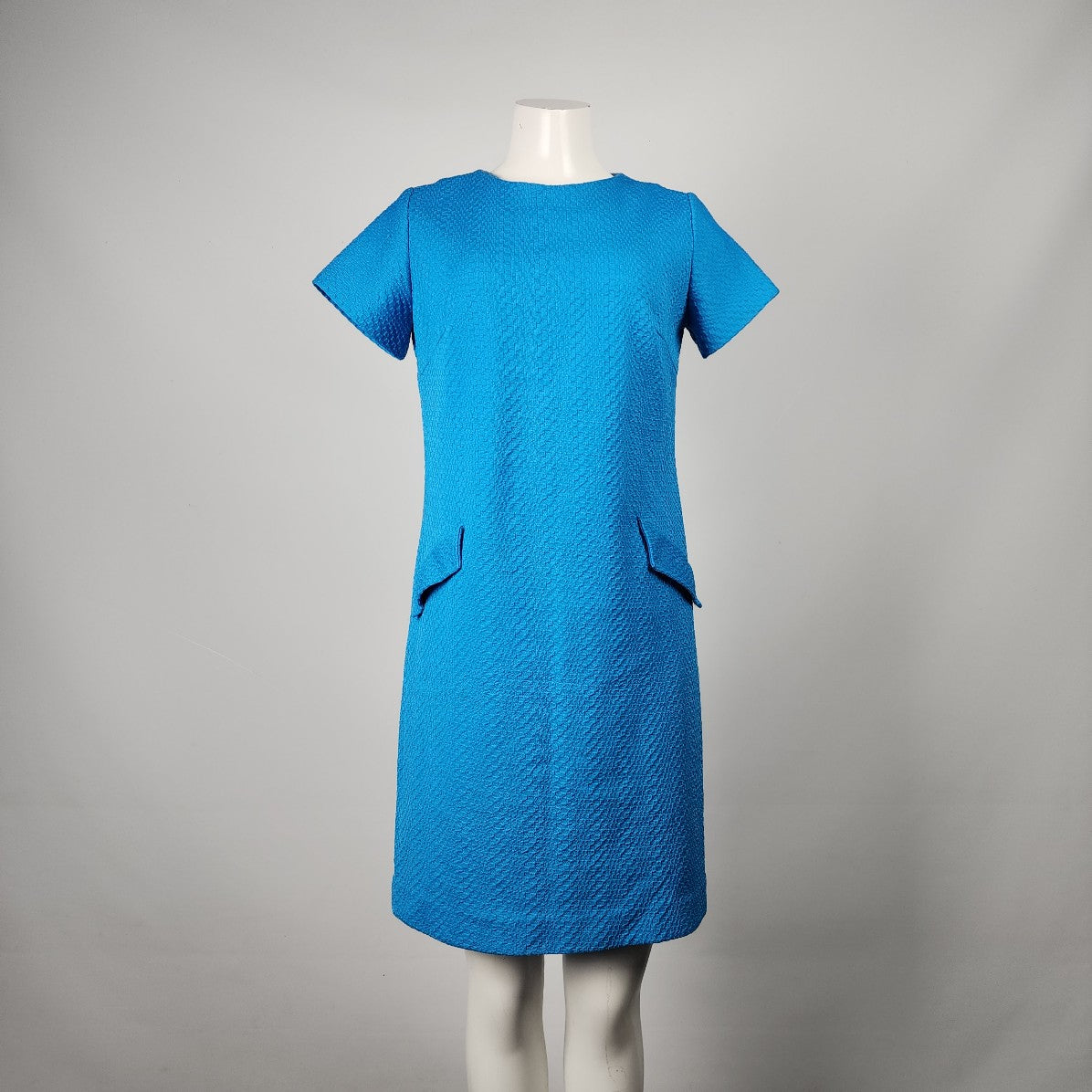 Vintage Blue Short Sleeve Sheath Dress Size M