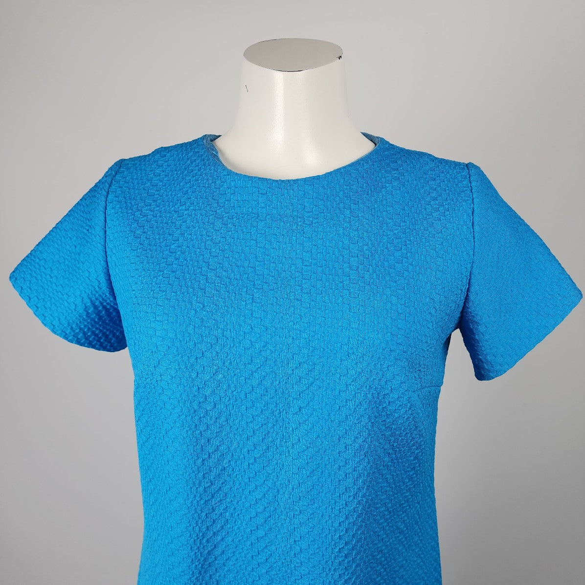 Vintage Blue Short Sleeve Sheath Dress Size M