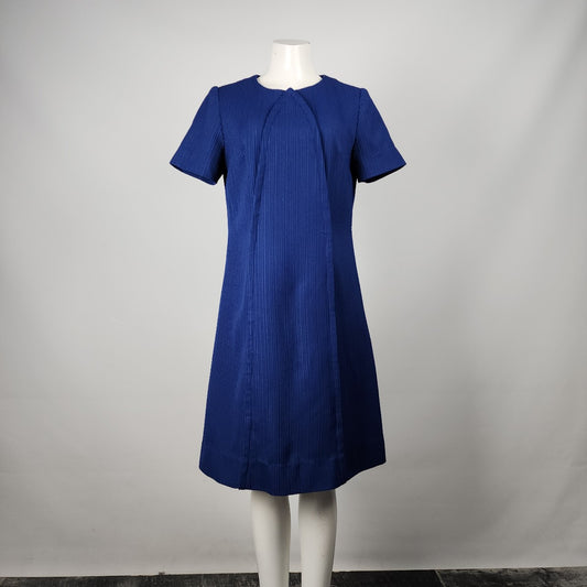 Vintage Navy Blue Short Sleeve Sheath Dress Size S/M