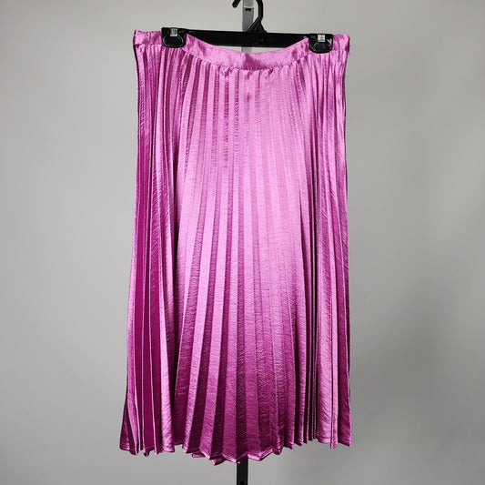 Vero Moda Pink Metallic Pleated Midi Skirt Size XL