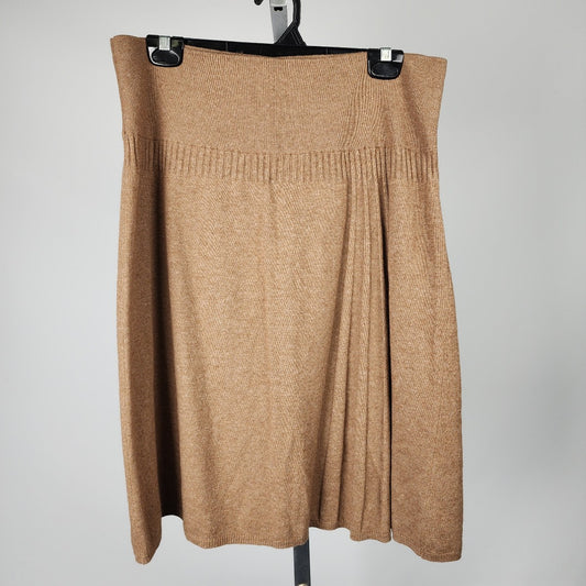 Olsen Brown Wool Knit Pleated Skirt Size XL