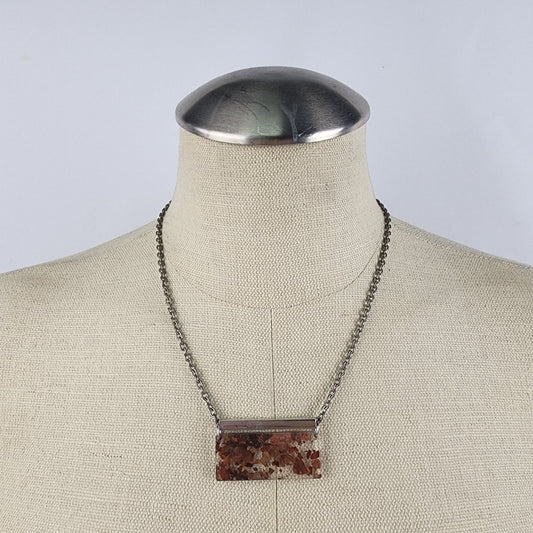 Color By Amber Silver Floral Speckled Pendant Necklace