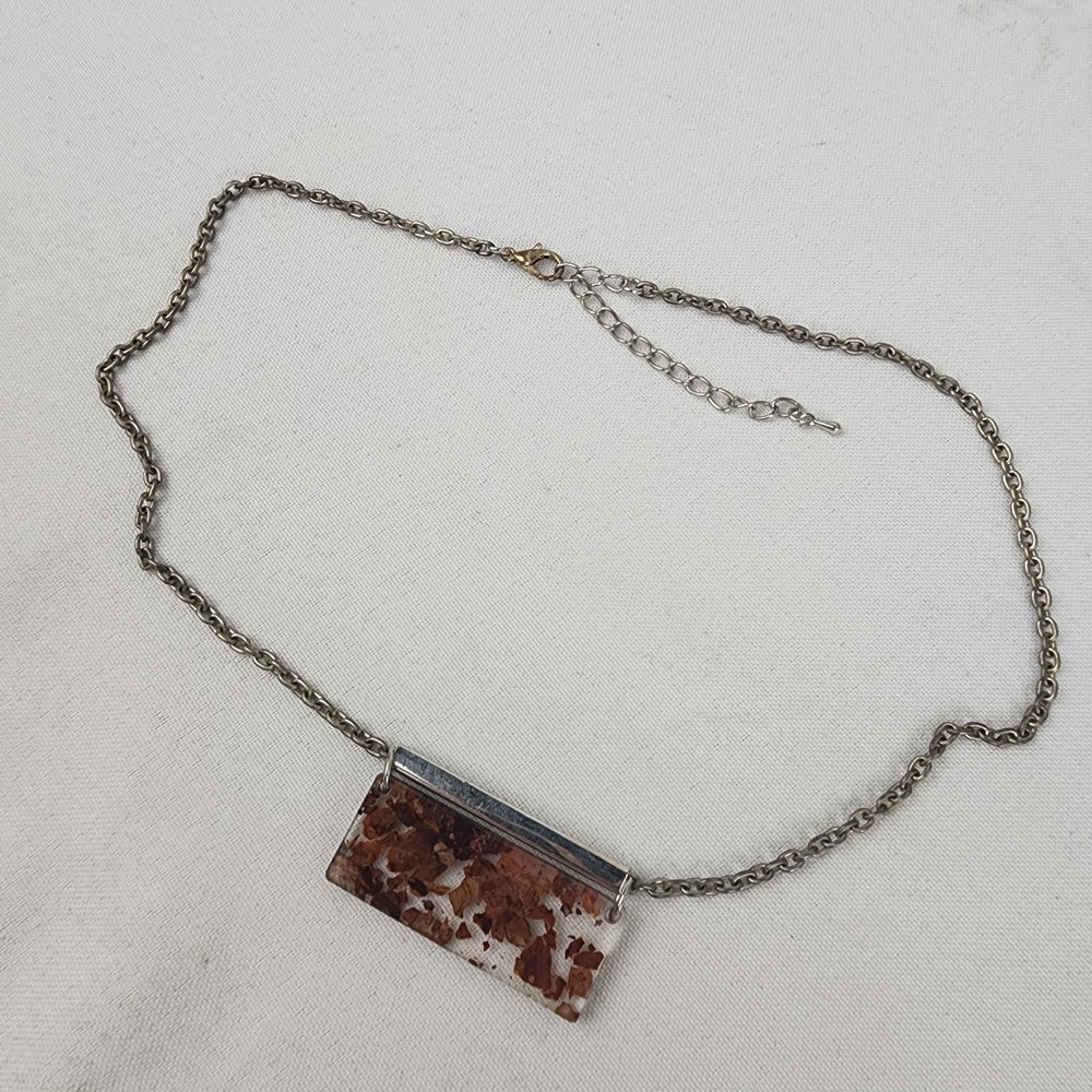 Color By Amber Silver Floral Speckled Pendant Necklace