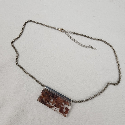 Color By Amber Silver Floral Speckled Pendant Necklace