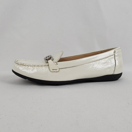 Geox White Patent Leather Loafers Size 8.5