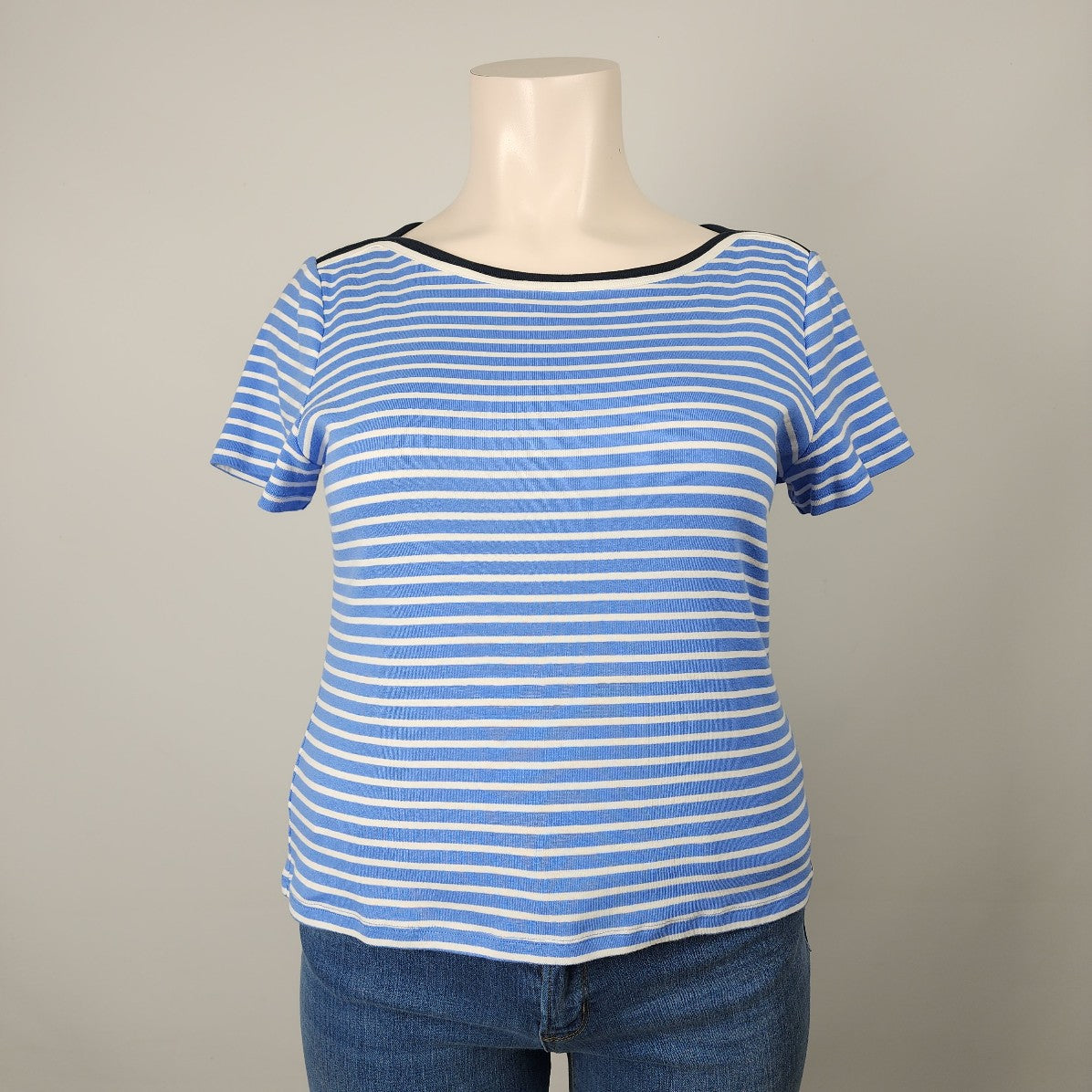 Tommy Hilfiger Blue Striped Short Sleeve Top Size XXL