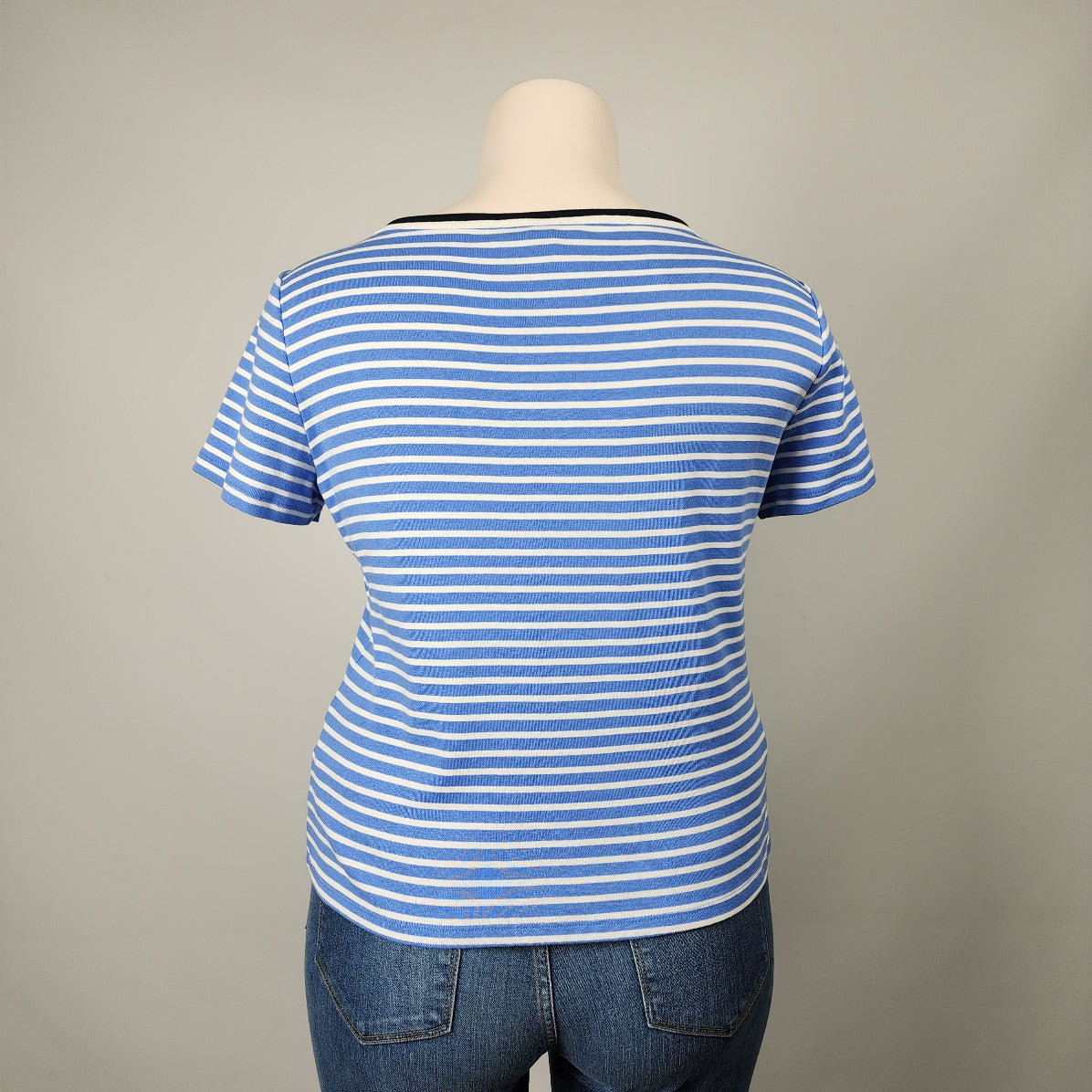 Tommy Hilfiger Blue Striped Short Sleeve Top Size XXL