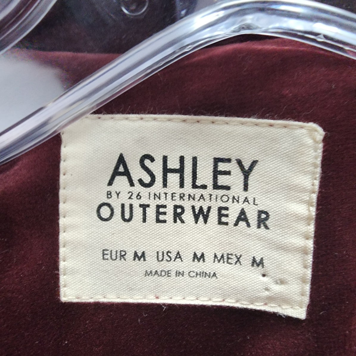 Ashley Burgundy Velvet Zip Up Moto Jacket Size M