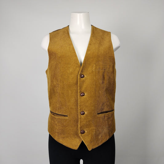 Tasso Elba Brown Cotton Corduroy Button Up Vest Size S