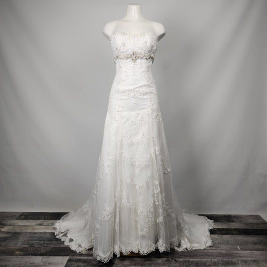 Once Upon a Bride Beaded Lace Wedding Gown Size S