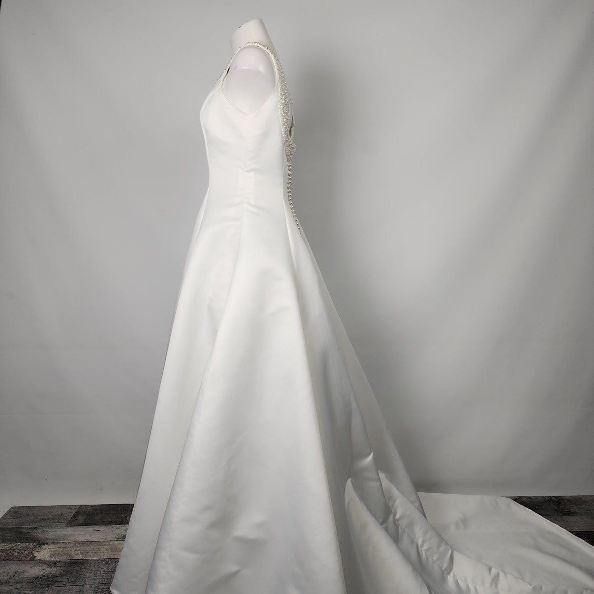 Vintage Alfred Angelo Pearl Beaded Satin Wedding Gown Size 10