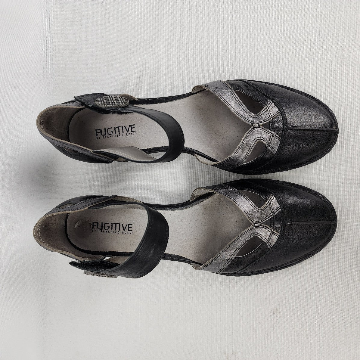 Fugitive Black Leather Mary Jane Shoes Size 9