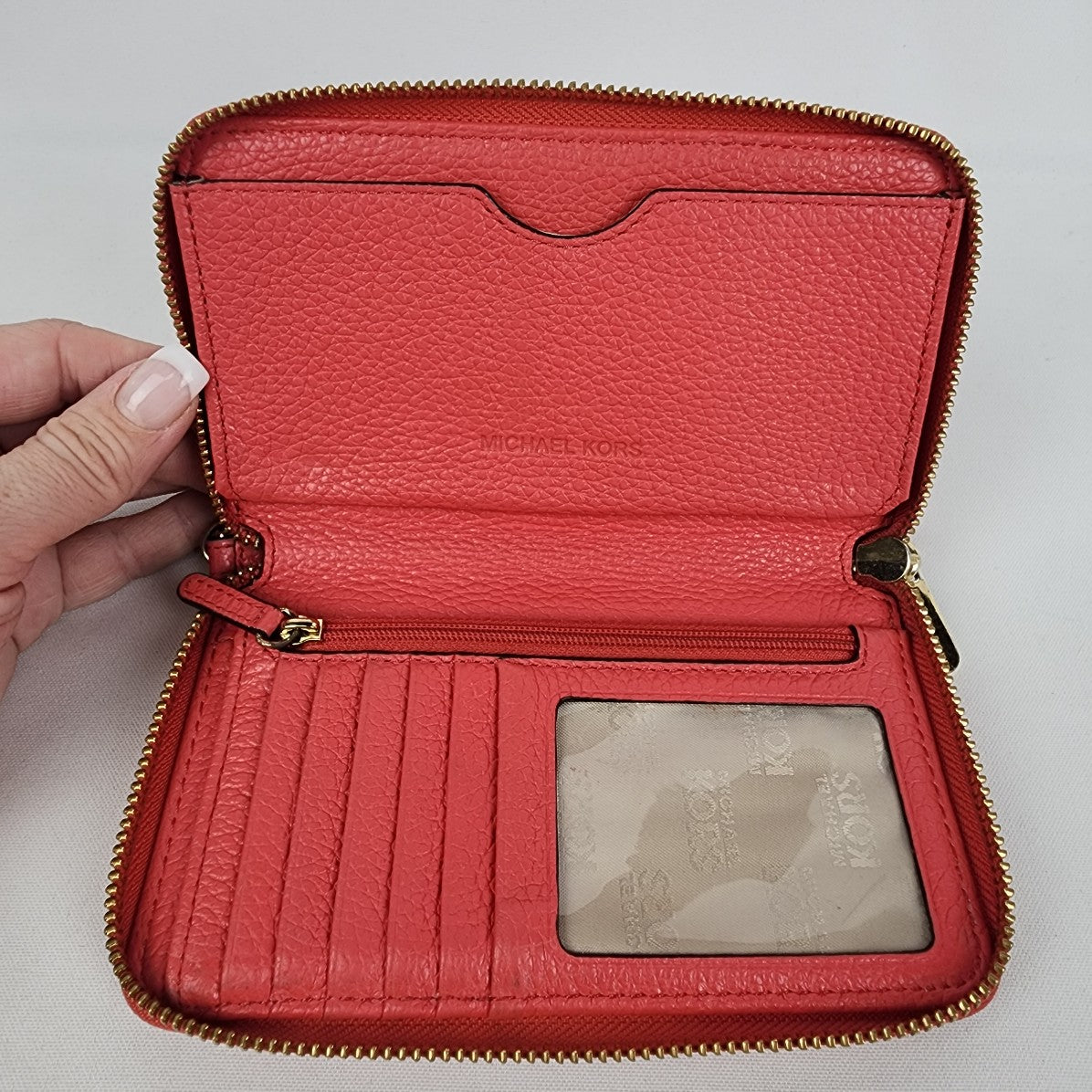 Michael Kors Pink Leather Zip Around Wallet
