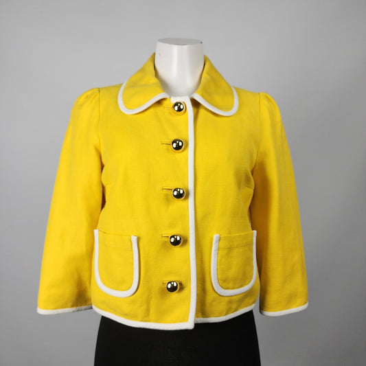 Kate Spade Valerie Daffodil Yellow Linen Cotton Button Up Jacket Blazer Size 6