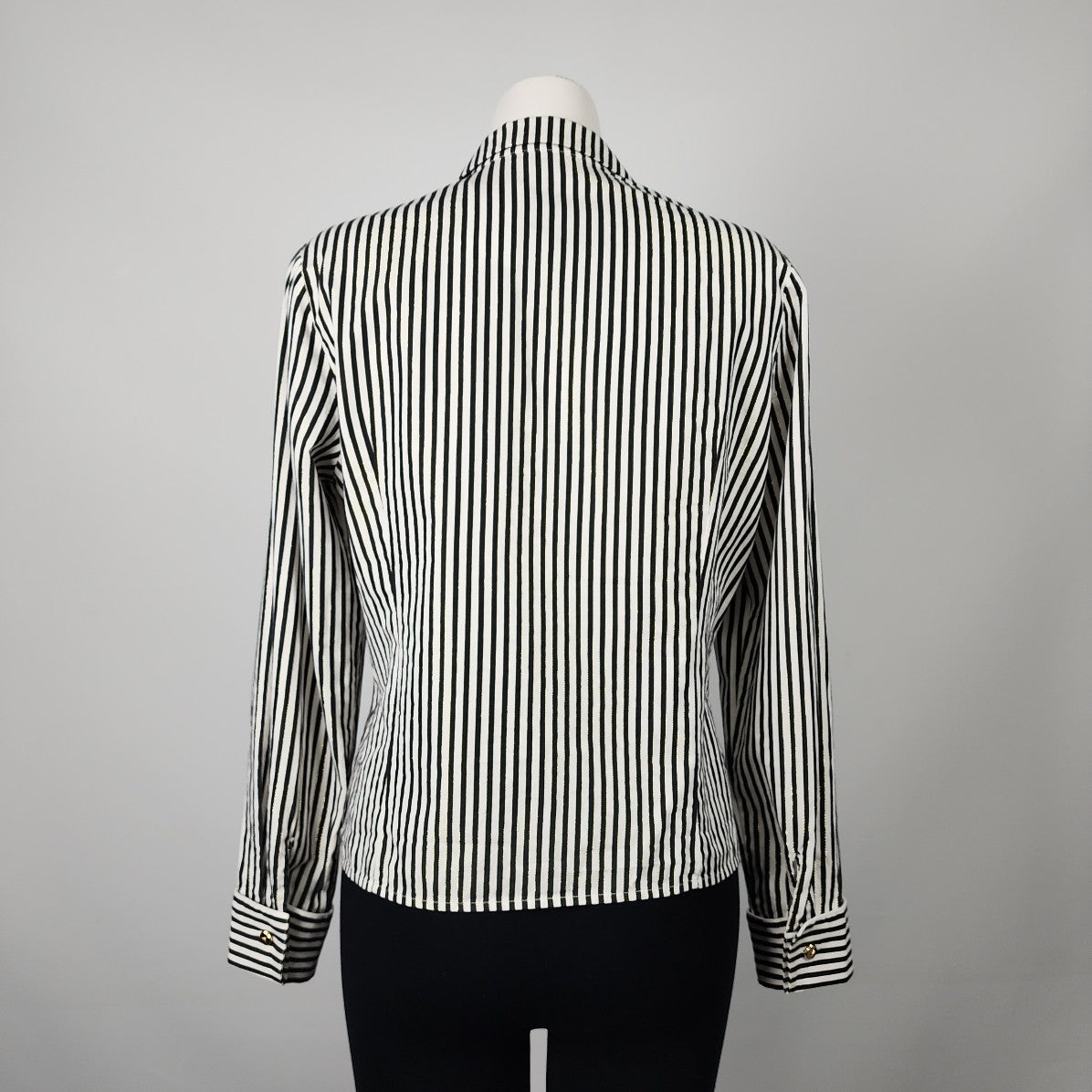Vintage Black Stripped Button Up Collared Top Size S/M