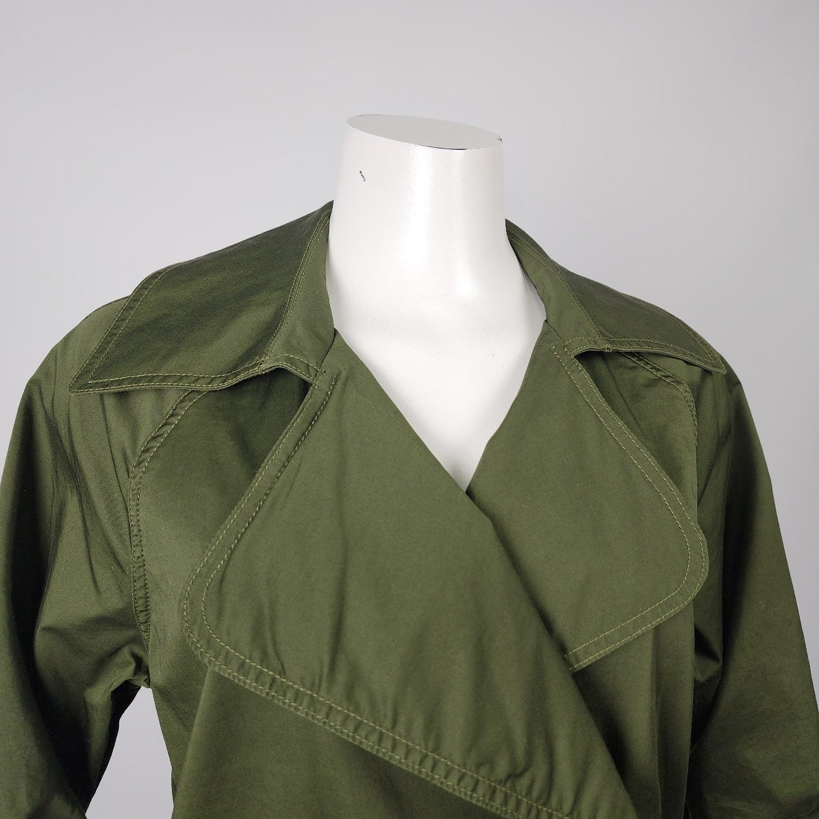 Cabi Green Cotton Button Up Trench Coat Size XS