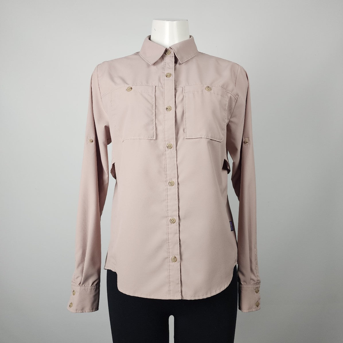 Patagonia Taupe Button Up Collared Top Size M