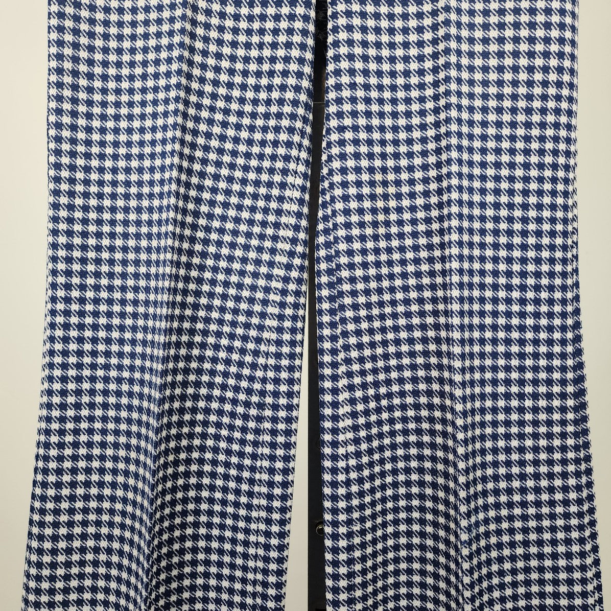 Vintage Navy Blue Plaid Check Bell Bottom Pants Size S/M
