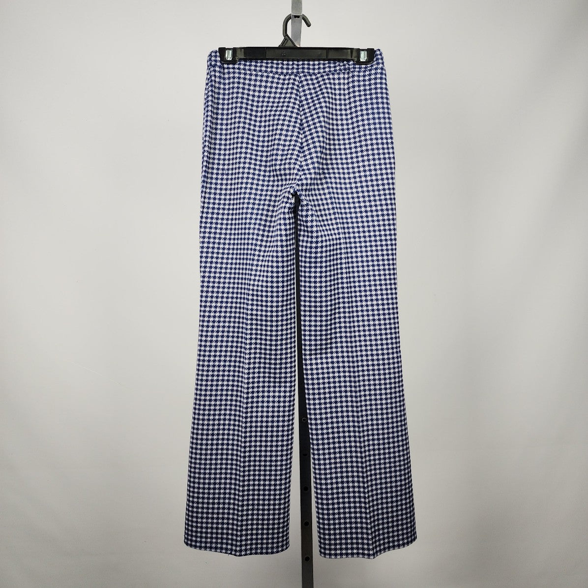Vintage Navy Blue Plaid Check Bell Bottom Pants Size S/M