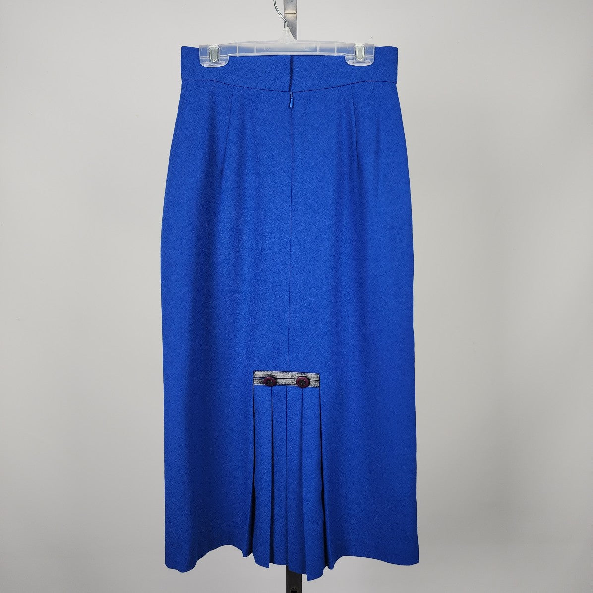 Vintage Cobalt Blue Crepe Pencil Midi Skirt Size XS