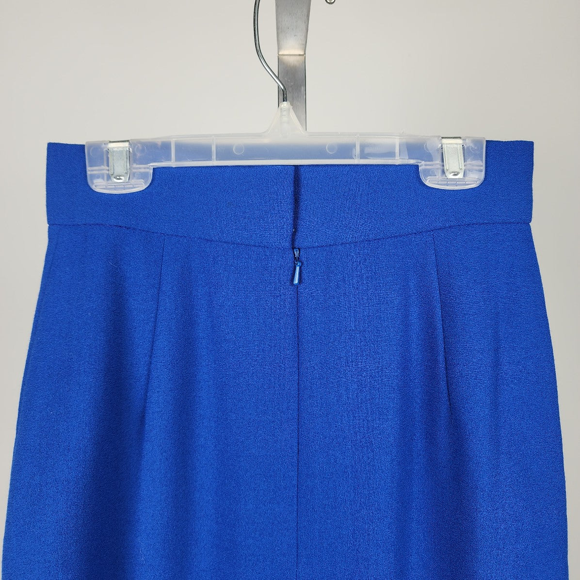 Vintage Cobalt Blue Crepe Pencil Midi Skirt Size XS