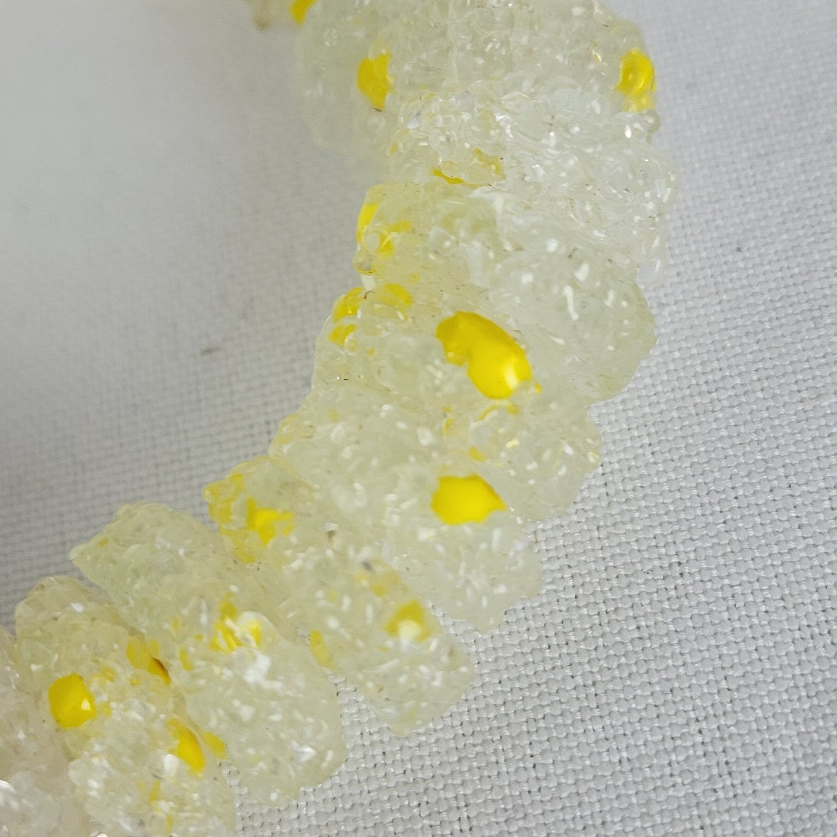 Marble Glass Faceted Yellow Beaded Stretch Bracelet